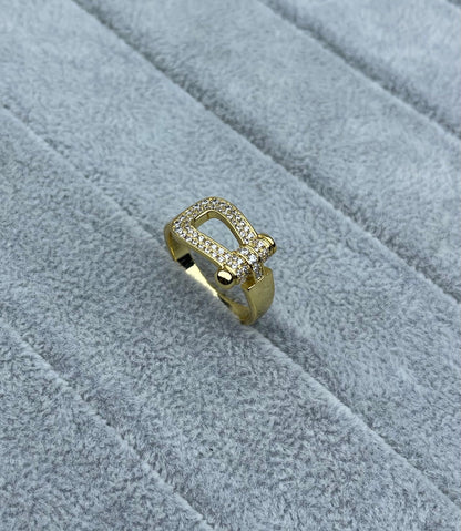 [⭐Veyra]Wide Hoof-Shaped Diamond-Studded Ring