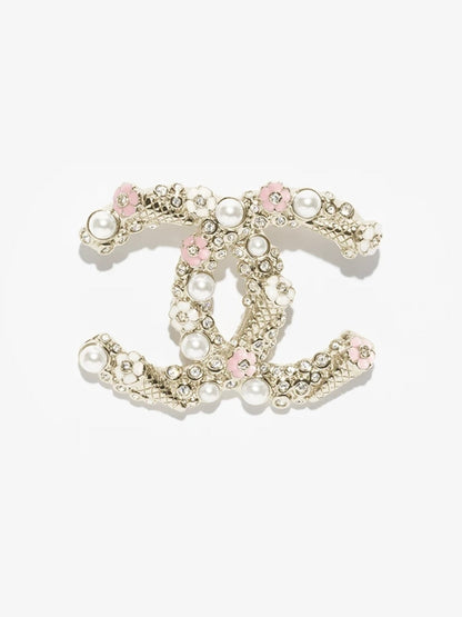 [⭐Veyra]26C Pink-White Enamel Ice Cream Cone Double C Brooch