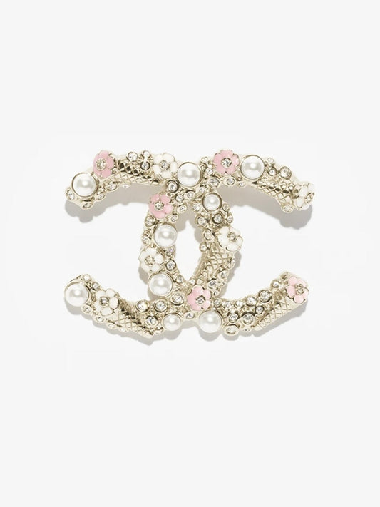 [⭐Veyra]26C Pink-White Enamel Ice Cream Cone Double C Brooch