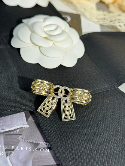 [⭐Veyra]25K Hollow Bow Brooch
