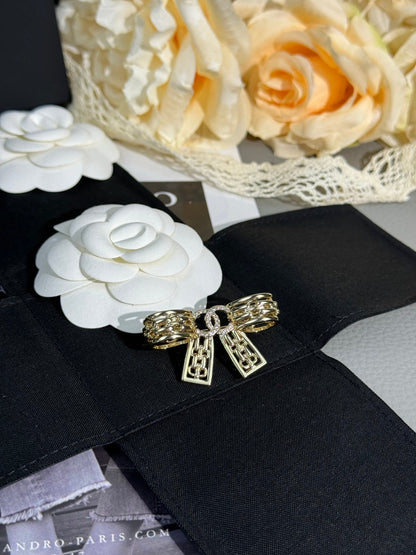 [⭐Veyra]25K Hollow Bow Brooch