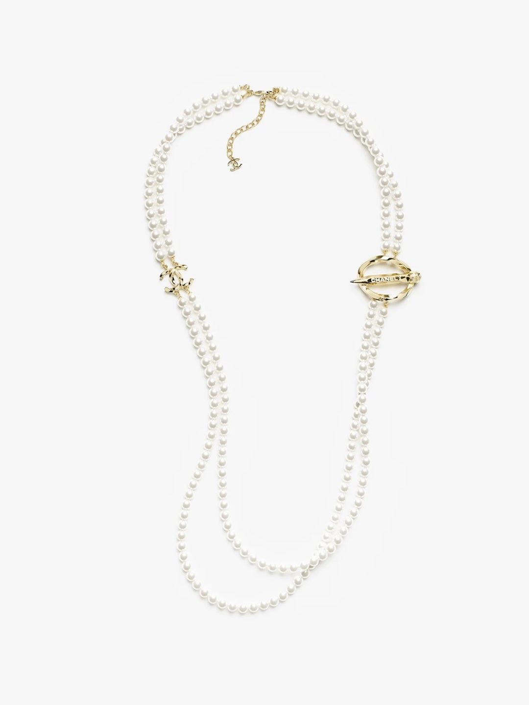 [⭐Veyra]25K Pencil Double C Double-Layer Pearl Sweater Chain