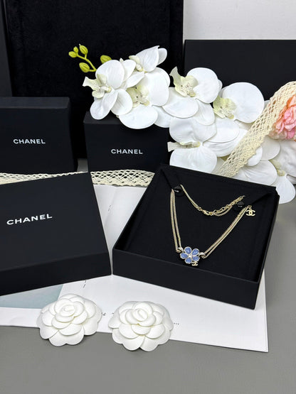 [⭐Veyra]New Blue Floral Double-Layer Necklace