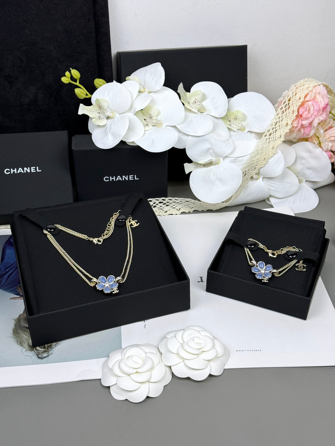 [⭐Veyra]New Blue Floral Double-Layer Necklace