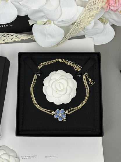 [⭐Veyra]New Blue Floral Double-Layer Necklace