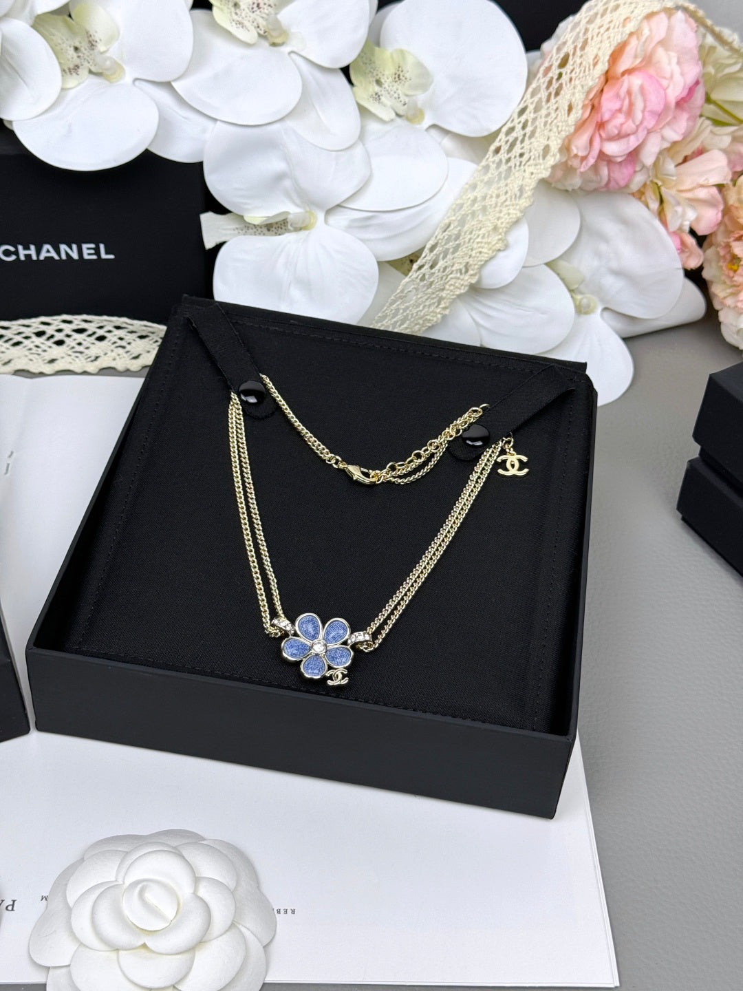 [⭐Veyra]New Blue Floral Double-Layer Necklace