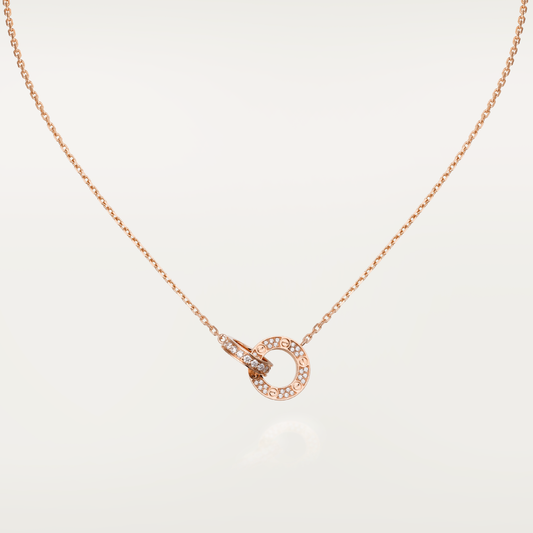 [⭐Veyra]LOVE 7.6MM NECKLACE ROSE GOLD AND SILVER  FULL DIAMOND