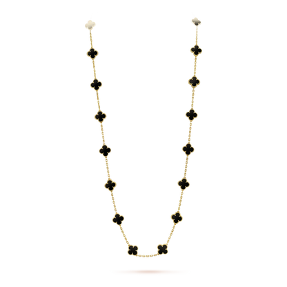 [⭐Veyra]CLOVER 20 MOTIFS ONYX NECKLACE