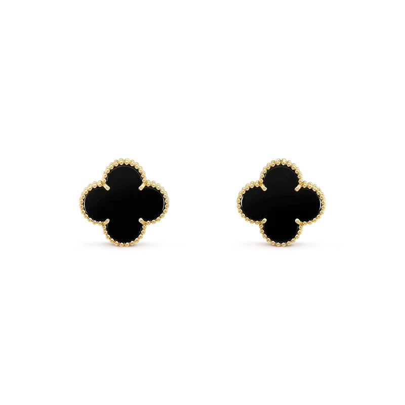 [⭐Veyra]CLOVER MEDIUM 1 MOTIFS  ONYX STUD EARRINGS