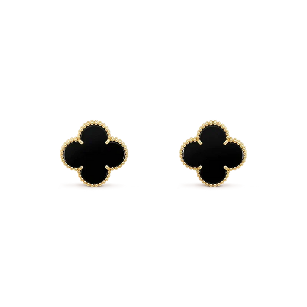 [⭐Veyra]CLOVER MEDIUM 1 MOTIFS  ONYX STUD EARRINGS