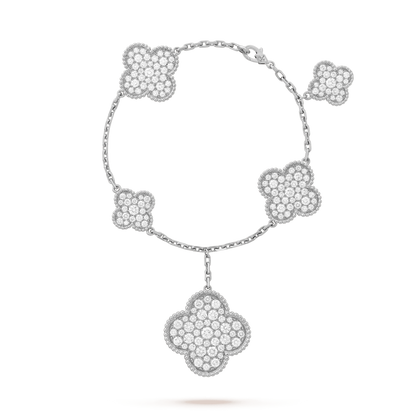 [⭐Veyra]CLOVER 6 MOTIFS SILVER DIAMOND BRACELET