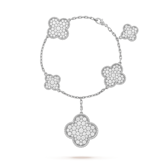 [⭐Veyra]CLOVER 6 MOTIFS SILVER DIAMOND BRACELET