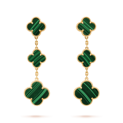[⭐Veyra]CLOVER MALACHITE 3 MOTIFS GOLD