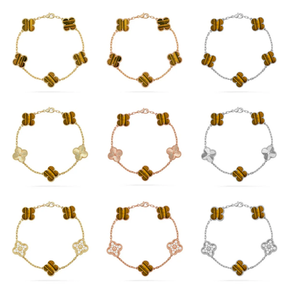 [⭐Veyra] CLOVER 5 MOTIFS TIGER EYE BRACELET COLLECTION
