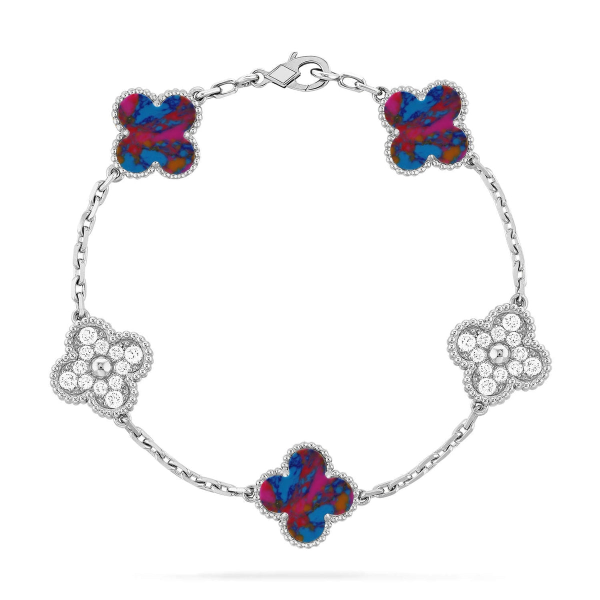 [⭐Veyra]CLOVER 5 MOTIF COLOR GEMSTONES BRACELET COLLECTION