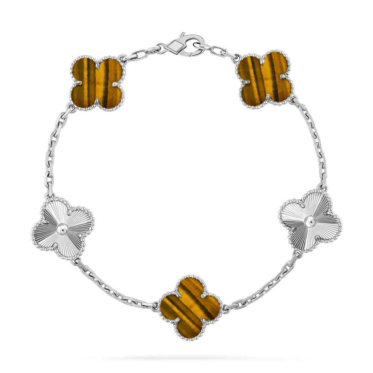 [⭐Veyra] CLOVER 5 MOTIFS TIGER EYE BRACELET COLLECTION
