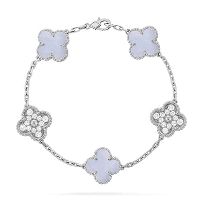 [⭐Veyra] CLOVER 5 MOTIF PURPLE CHALCEDONY BRACELET COLLECTION
