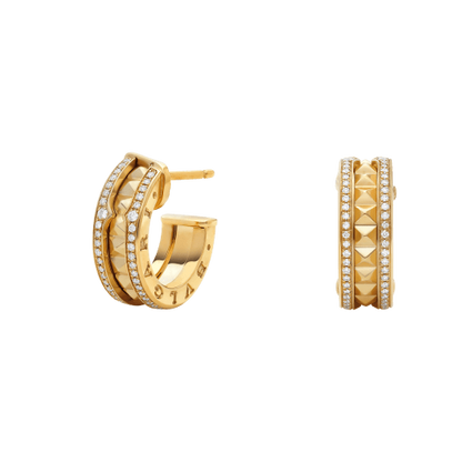 [⭐Veyra]ZERO 1 ROCK GOLD EARRINGS WITH STUDDED SPIRAL AND PAVED DIAMONDS