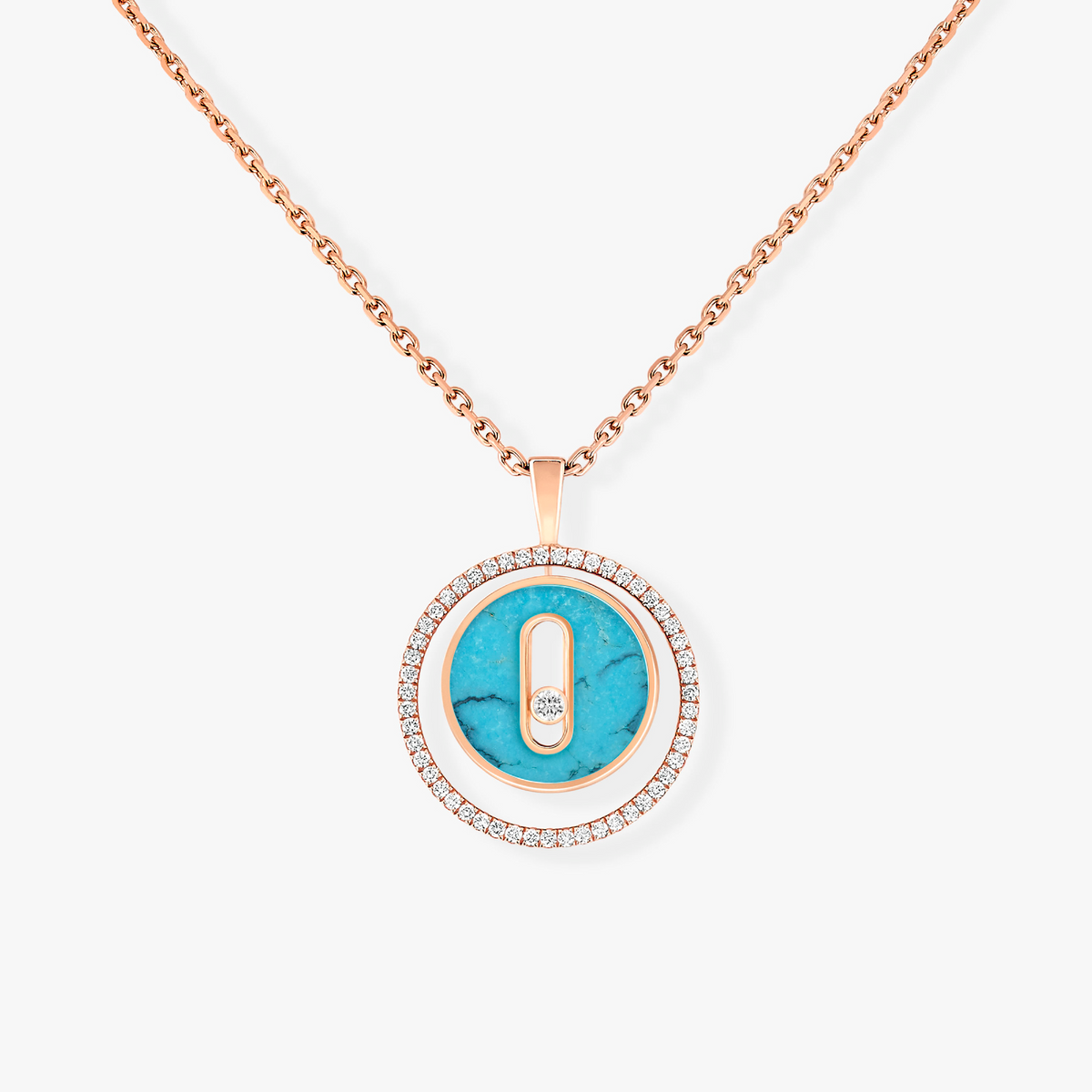 [⭐Veyra]Demo MOVE 1 DIAMOND TURQUOISE PINK GOLD DIAMOND NECKLACE