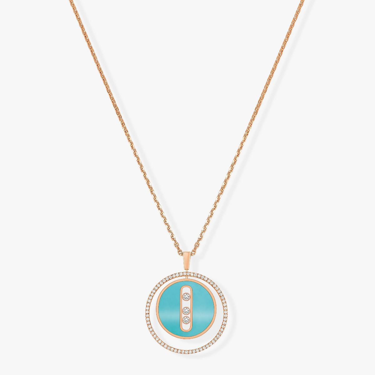 [⭐Veyra]Demo MOVE 3 DIAMONDS TURQUOISE PINK GOLD DIAMOND NECKLACE
