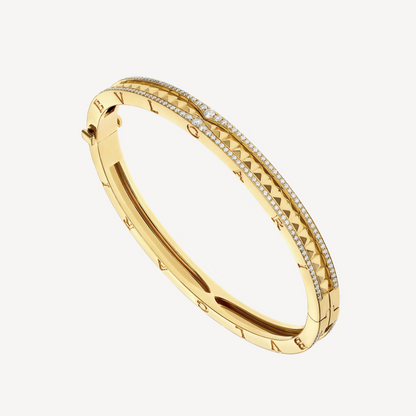 [⭐Veyra]ZERO 1 SPIRAL AND PAVED DIAMOND GOLD BRACELET
