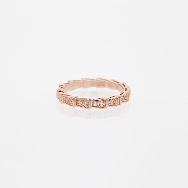[⭐Veyra]SERPENTI RING PINK GOLD DIAMOND PAVED 3MM