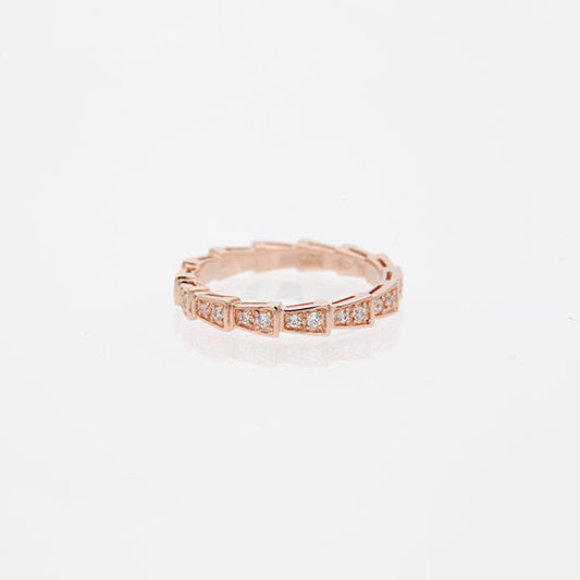 [⭐Veyra]SERPENTI RING PINK GOLD DIAMOND PAVED 3MM