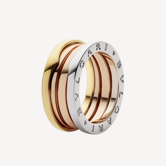 [⭐Veyra]ZERO 1 THREE-BAND ROSE WHITE AND YELLOW RING