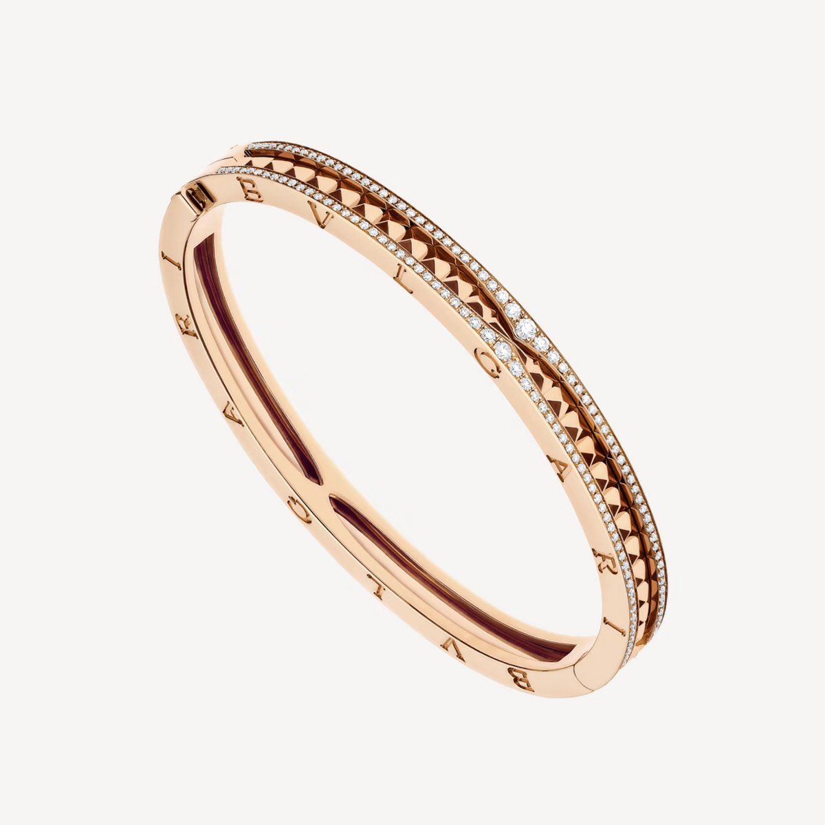 [⭐Veyra]ZERO 1 SPIRAL AND PAVED DIAMOND PINK GOLD BRACELET