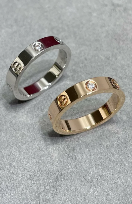 [⭐Veyra]LOVE RING 4MM 1 DIAMOND SILVER