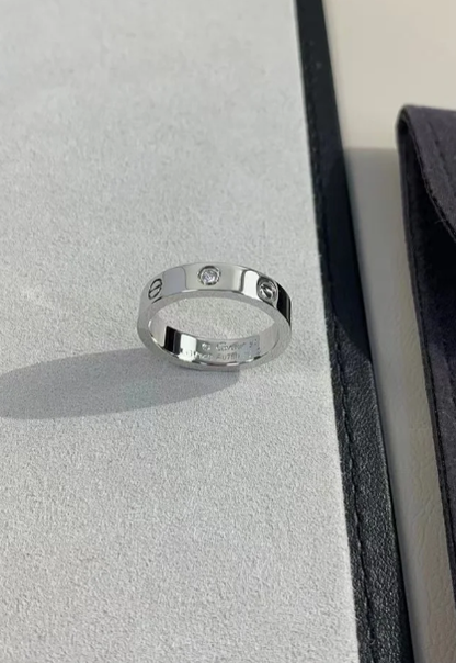 [⭐Veyra]LOVE RING 4MM 1 DIAMOND SILVER