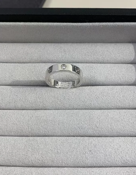 [⭐Veyra]LOVE RING 4MM 1 DIAMOND SILVER
