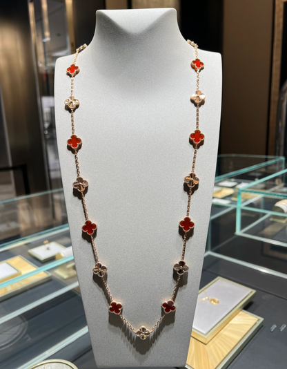 [⭐Veyra]CLOVER 20 MOTIFS LASER CARNELIAN NECKLACE