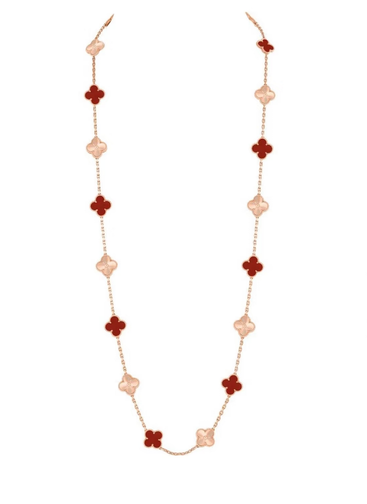 [⭐Veyra]CLOVER 20 MOTIFS LASER CARNELIAN NECKLACE
