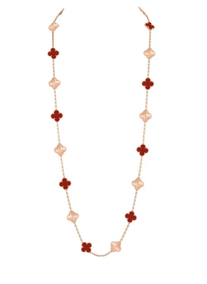 [⭐Veyra]CLOVER 20 MOTIFS LASER CARNELIAN NECKLACE
