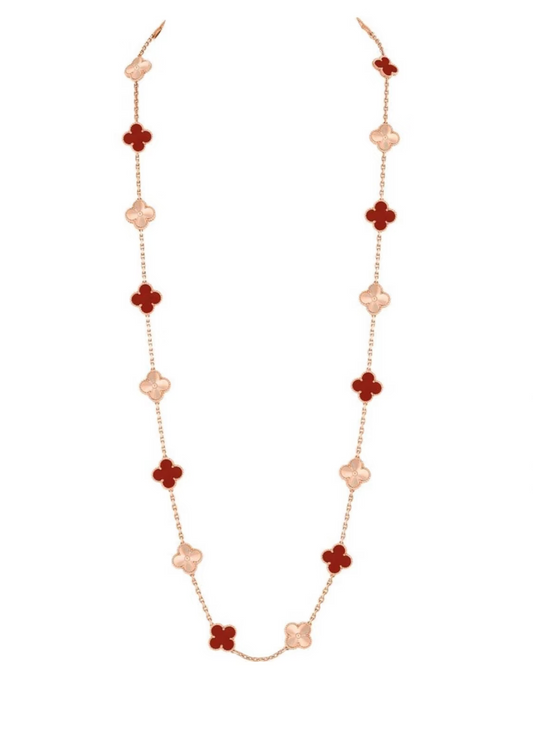 [⭐Veyra]CLOVER 20 MOTIFS LASER CARNELIAN NECKLACE