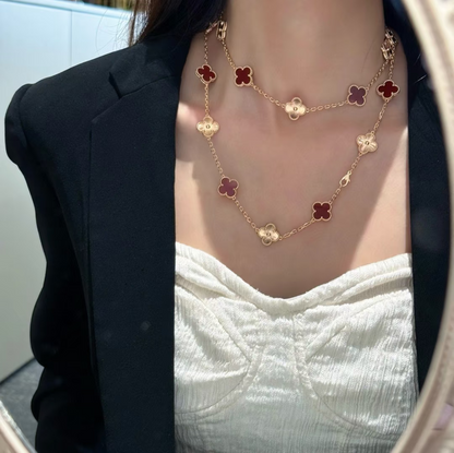 [⭐Veyra]CLOVER 20 MOTIFS LASER CARNELIAN NECKLACE