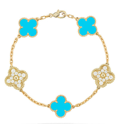 [⭐Veyra] CLOVER 5 MOTIF TURQUOISE BRACELET COLLECTION