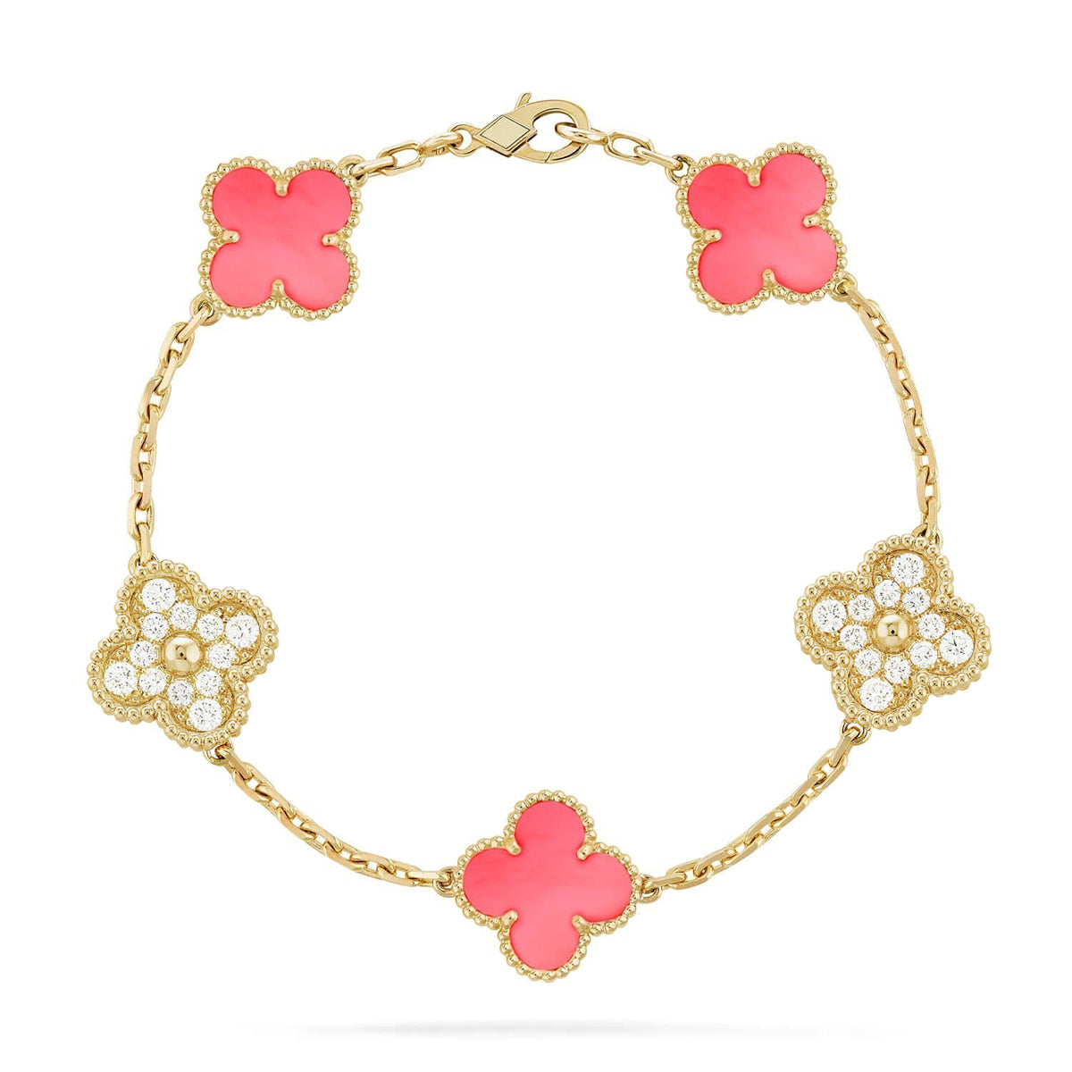 [⭐Veyra] CLOVER 5 MOTIFS  PINK MOP BRACELET COLLECTION