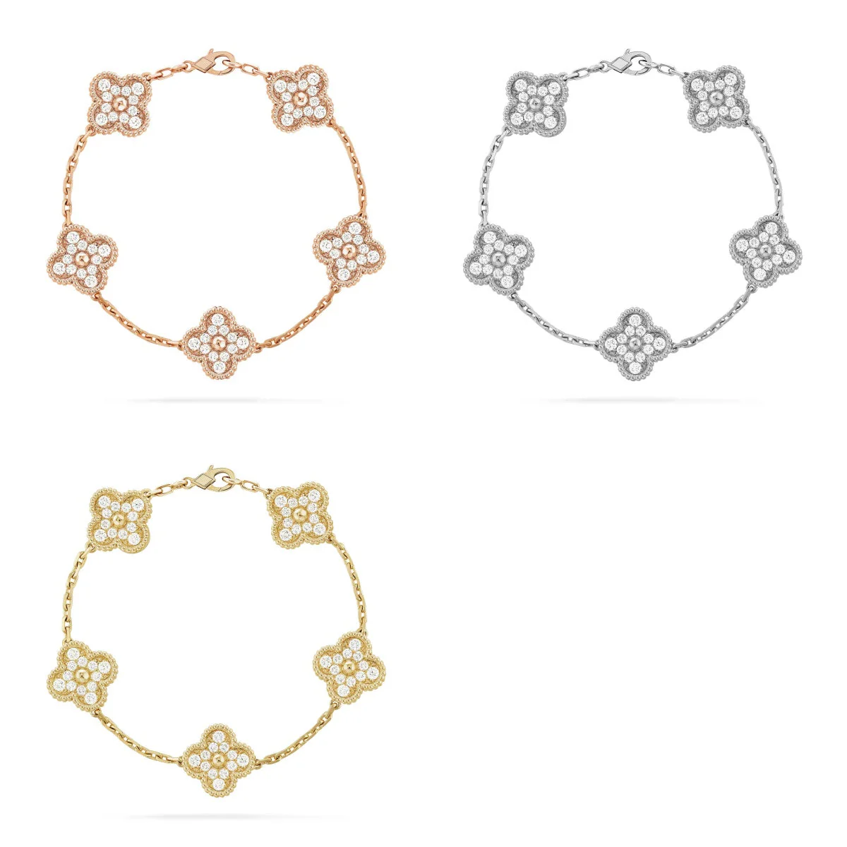 [⭐Veyra] CLOVER 5 MOTIF FULL DIAMOND BRACELET COLLECTION