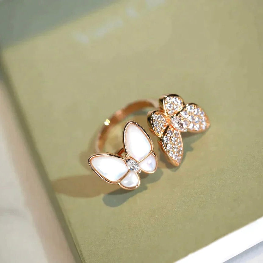 [⭐Veyra]TWIN BUTTERFLY DIAMOND MOP RING
