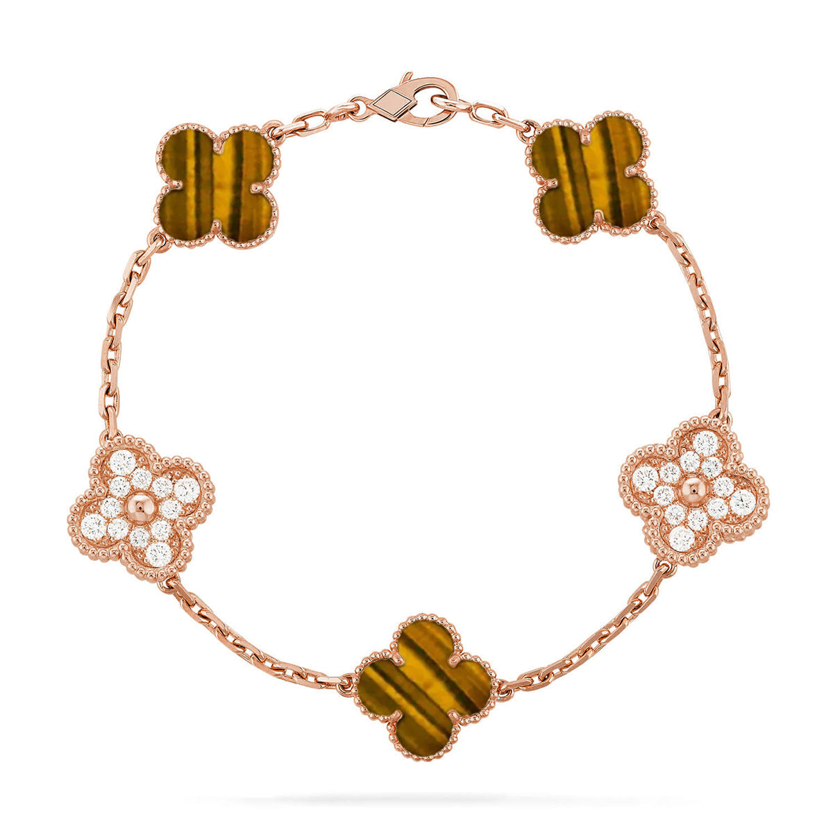 [⭐Veyra] CLOVER 5 MOTIFS TIGER EYE BRACELET COLLECTION