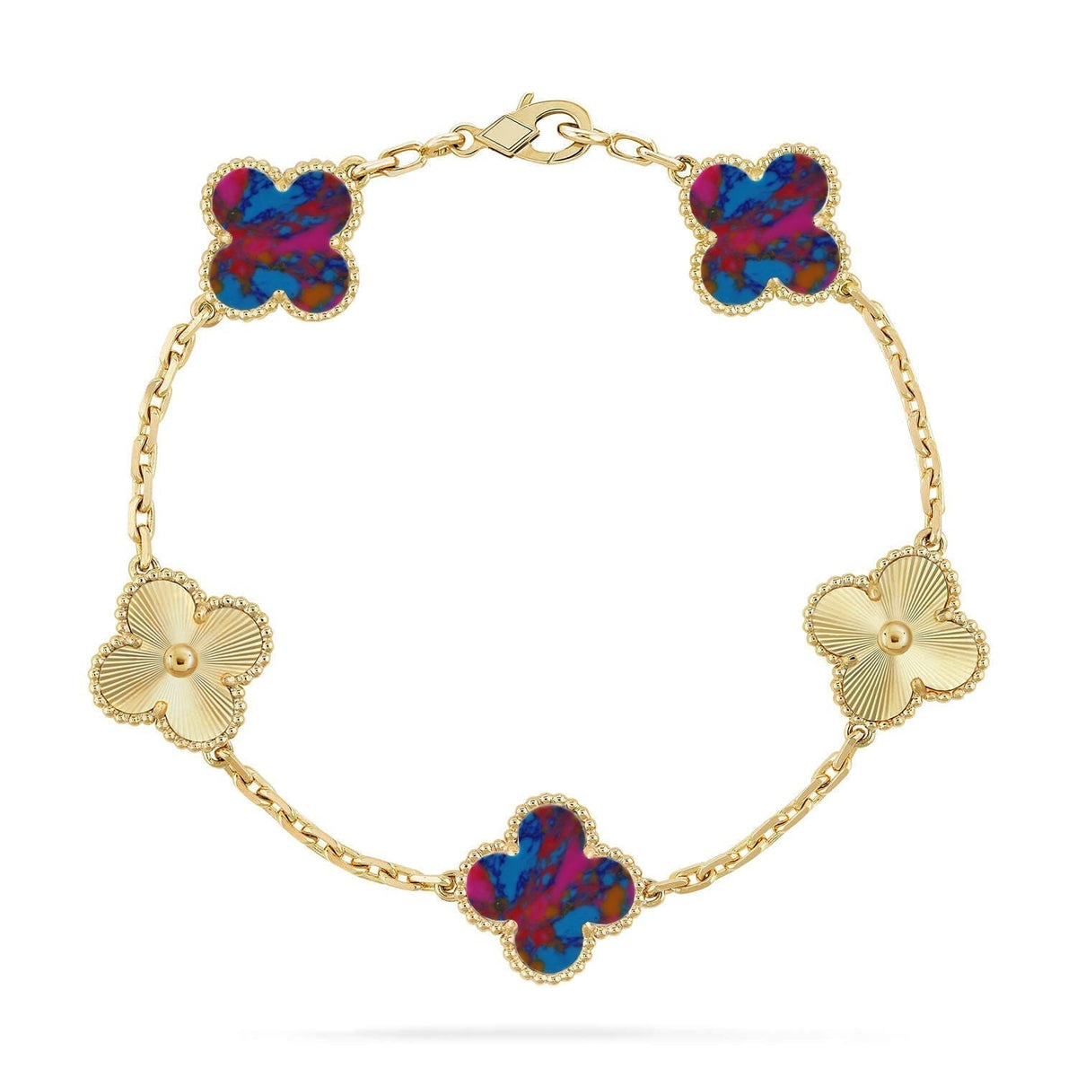 [⭐Veyra]CLOVER 5 MOTIF COLOR GEMSTONES BRACELET COLLECTION