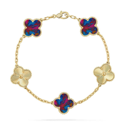 [⭐Veyra]CLOVER 5 MOTIF COLOR GEMSTONES BRACELET COLLECTION