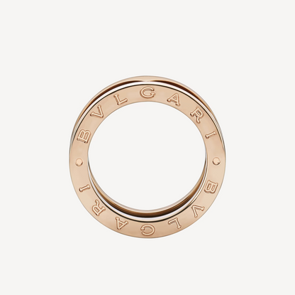 [⭐Veyra]ZERO 1 TWO-BAND LOOPS AND BLACK CERAMIC PINK GOLD RING
