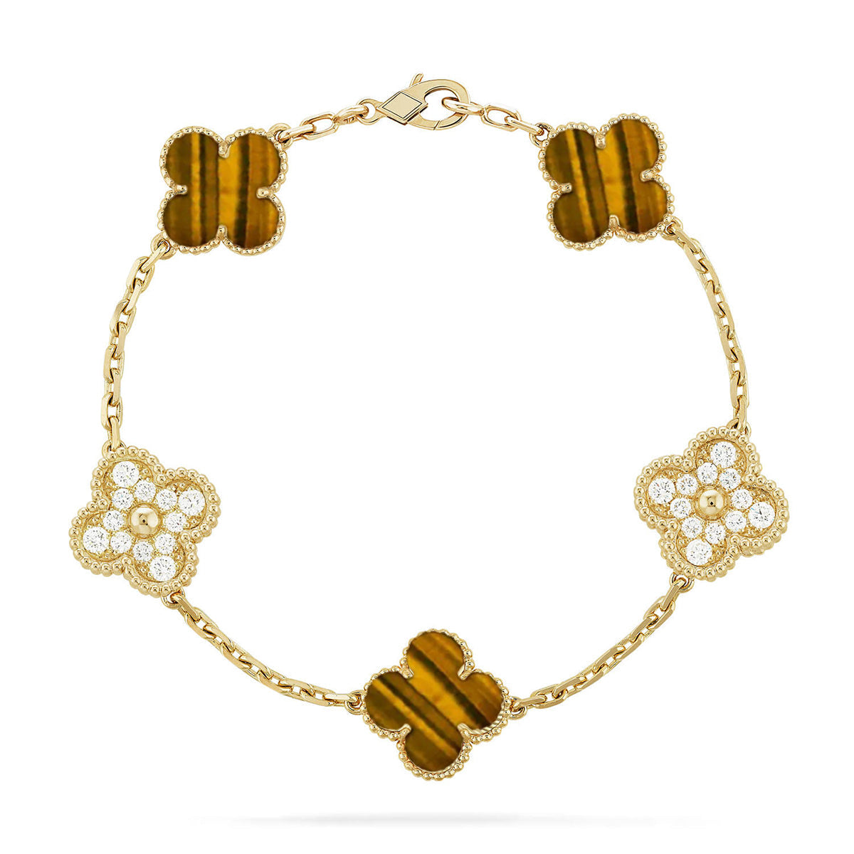 [⭐Veyra] CLOVER 5 MOTIFS TIGER EYE BRACELET COLLECTION