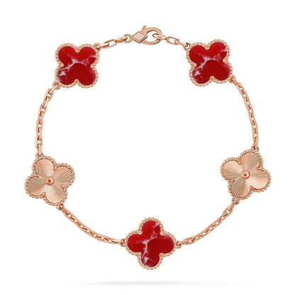 [⭐Veyra]CLOVER 5 MOTIF RED PATTERN BRACELET COLLECTION