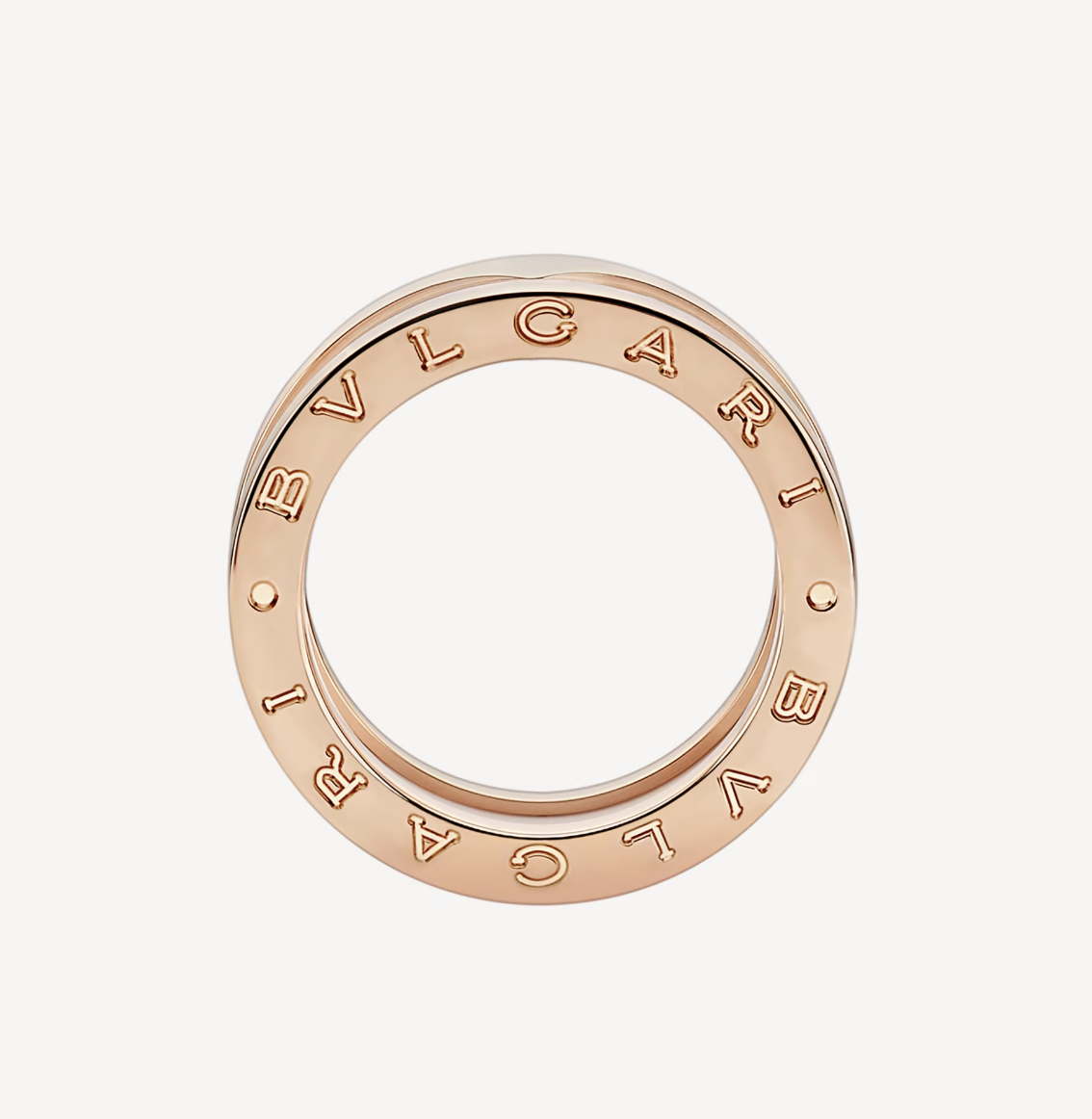 [⭐Veyra]ZERO 1 TWO-BAND LOOPS AND WHITE CERAMIC SPIRAL PINK GOLD RING