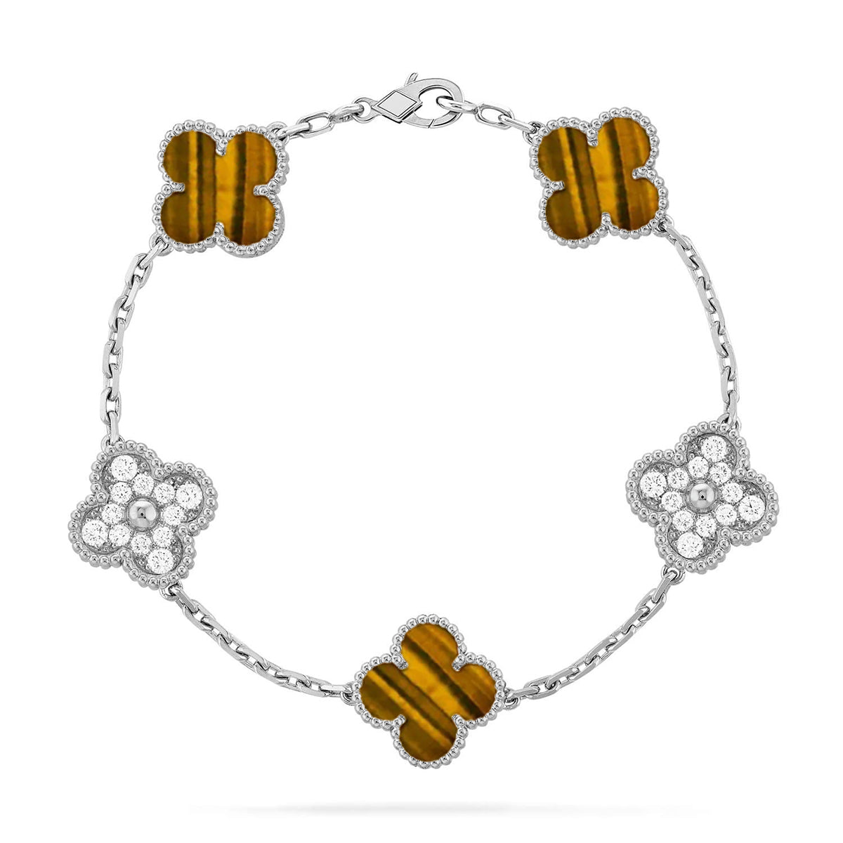 [⭐Veyra] CLOVER 5 MOTIFS TIGER EYE BRACELET COLLECTION