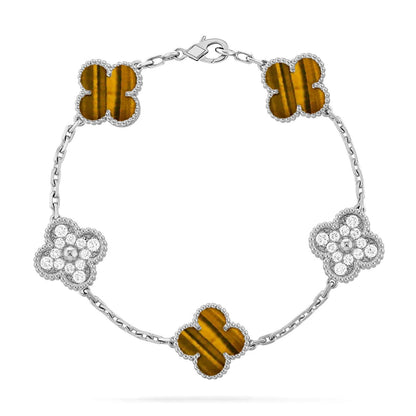 [⭐Veyra] CLOVER 5 MOTIFS TIGER EYE BRACELET COLLECTION
